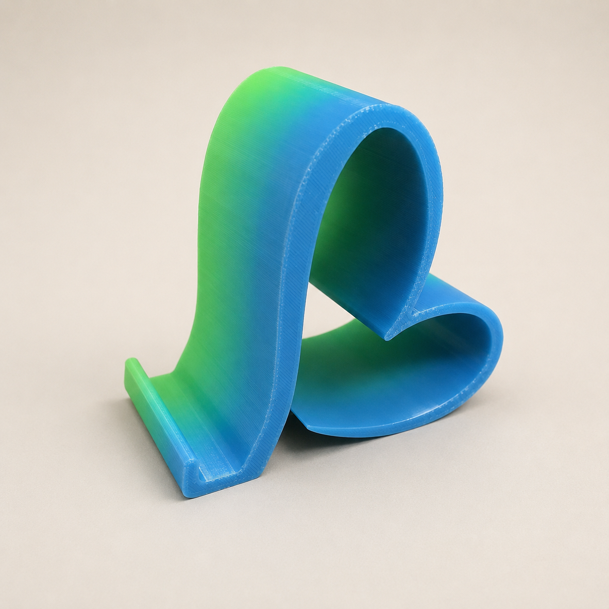Heart Phone Stand – Blue Green Gradient Desk Holder