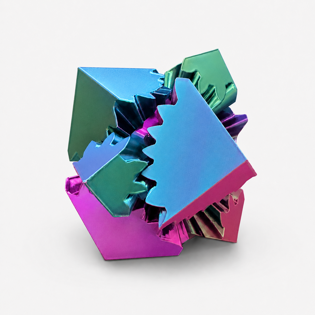 Color Shift Gear Fidget Cube – 3D Printed Puzzle Toy