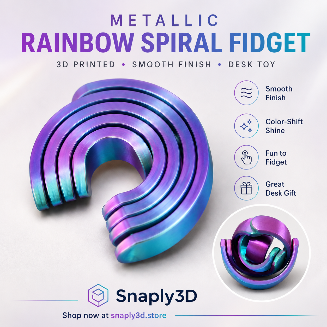 Metallic Rainbow Spiral Fidget