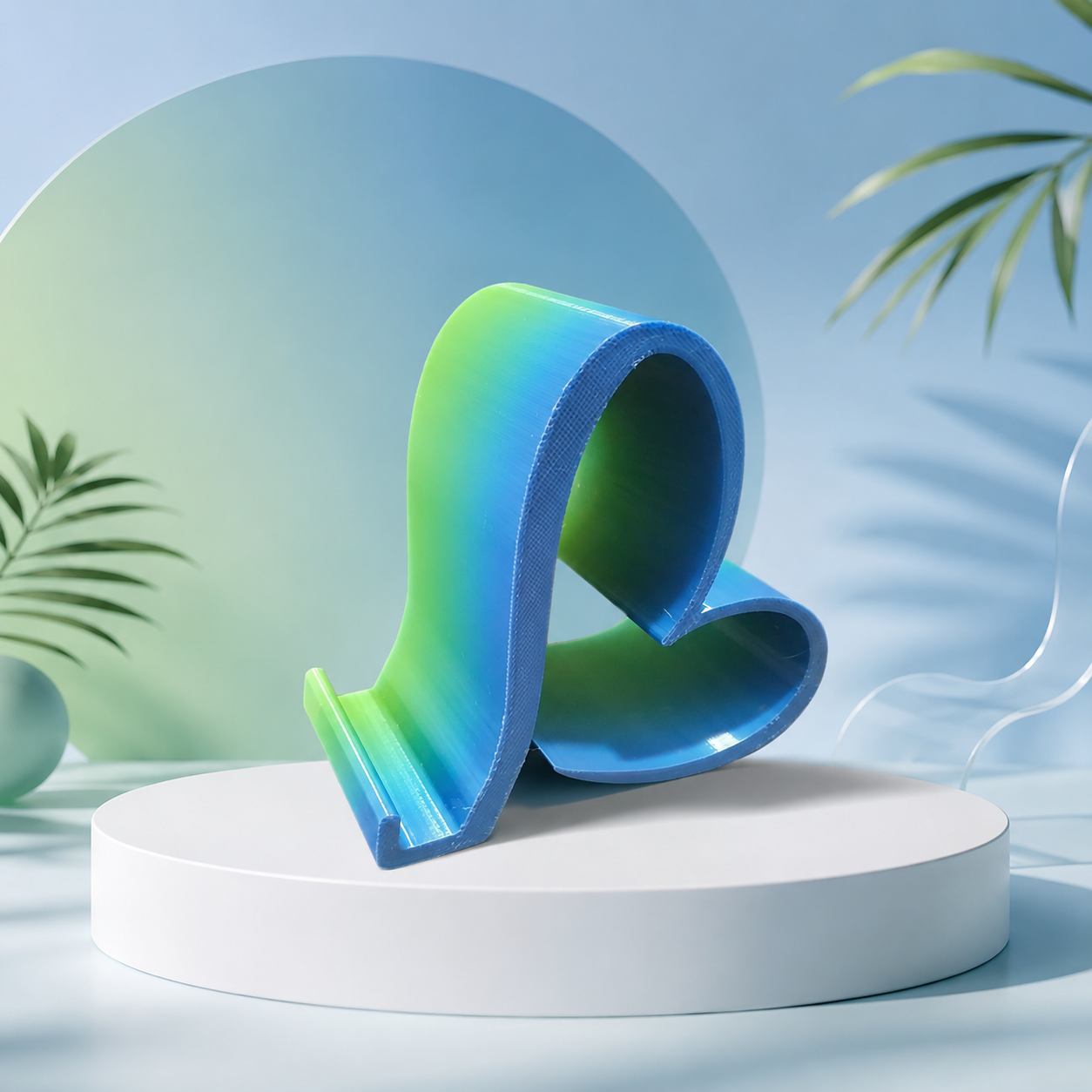 Heart Phone Stand – Blue Green Gradient Desk Holder