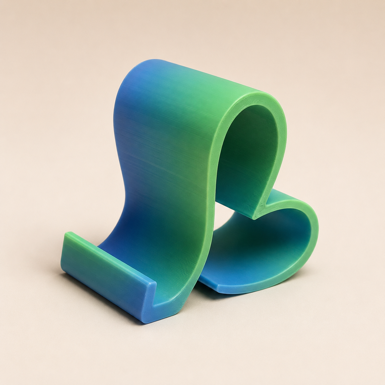 Heart Phone Stand – Blue Green Gradient Desk Holder