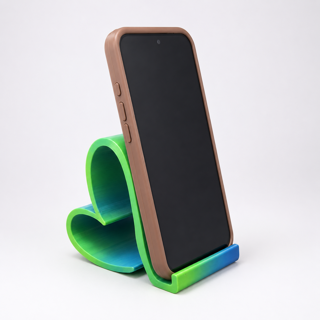 Heart Phone Stand – Blue Green Gradient Desk Holder