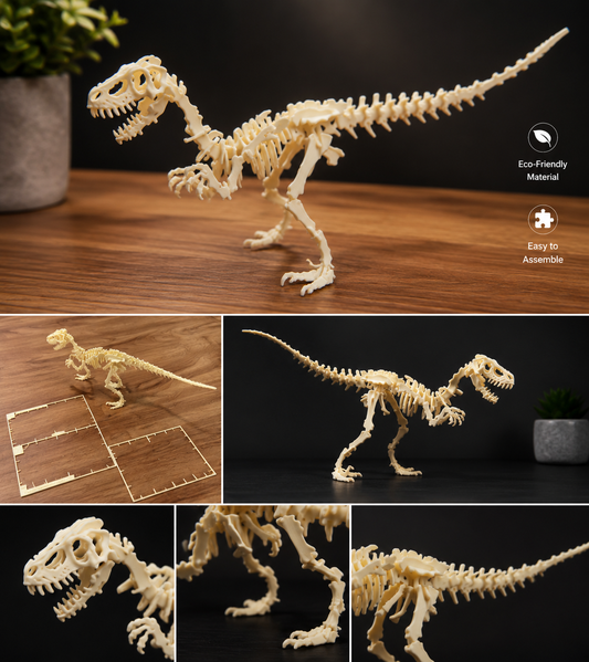 3D Printed Velociraptor Skeleton Puzzle