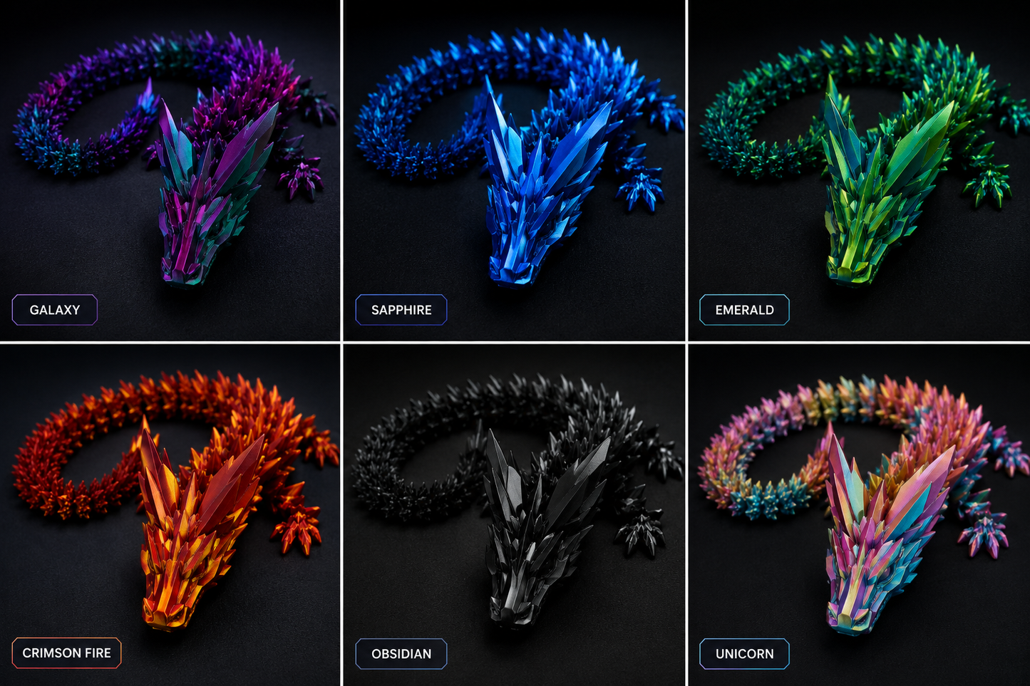 Nebula Crystal Dragon – 18” Articulated Collectible
